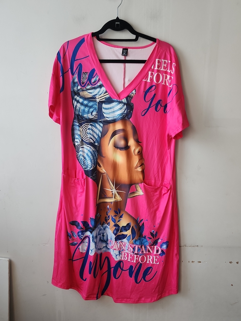 SHEIN Pink Trim Light Pink V-Neck Top. New Without Tag